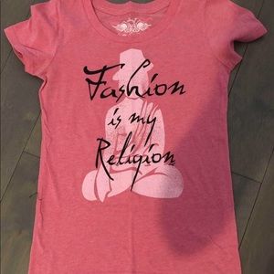 Pink extra small fashion is my religion tee
